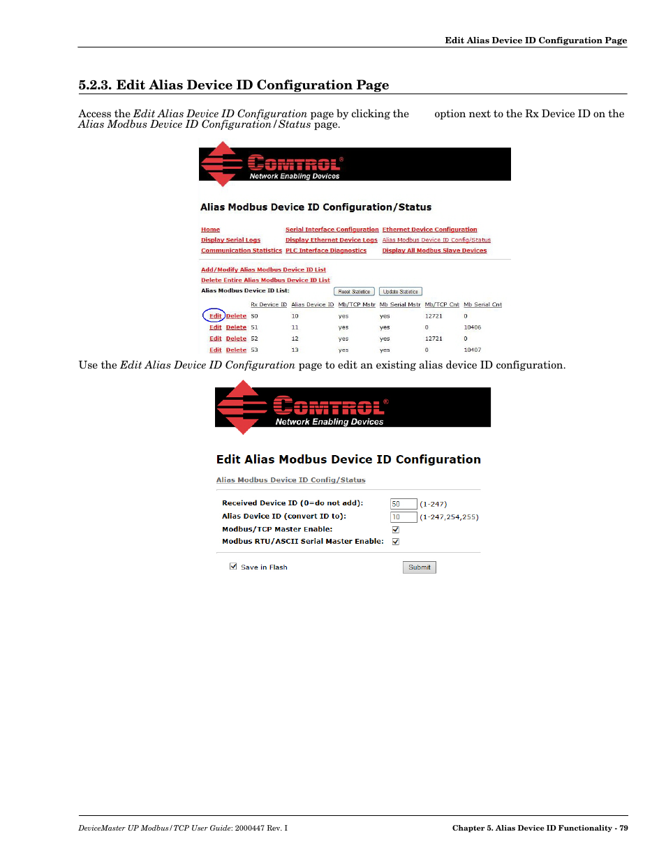 Edit alias device id configuration page | Comtrol Modbus TCP User Guide User Manual | Page 79 / 112