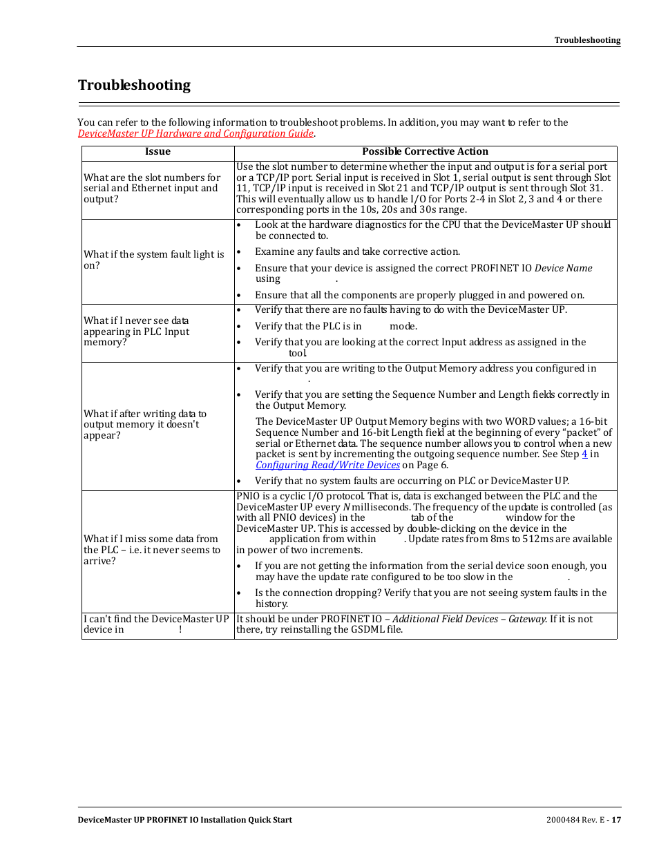 Troubleshooting | Comtrol PROFINET IO User Manual | Page 17 / 18