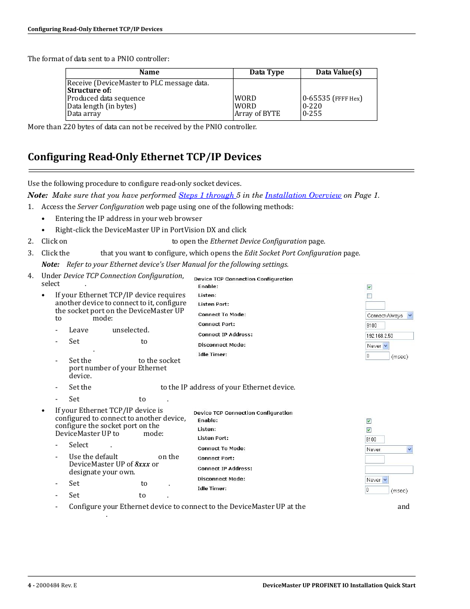Configuring read-only ethernet tcp/ip devices, Configuring read­only ethernet tcp/ip devices | Comtrol PROFINET IO User Manual | Page 4 / 18