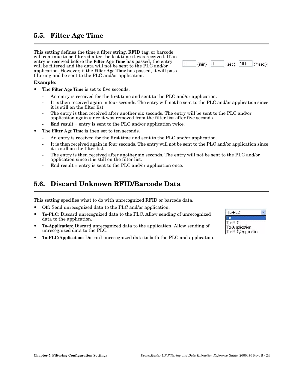 Filter age time, Discard unknown rfid/barcode data | Comtrol UP DeviceMaster Filtering and Data Extraction User Manual | Page 24 / 26