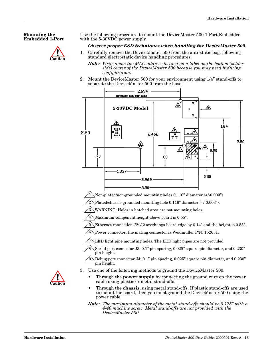 Mounting the embedded 1-port | Comtrol 500 DeviceMaster User Manual | Page 13 / 72
