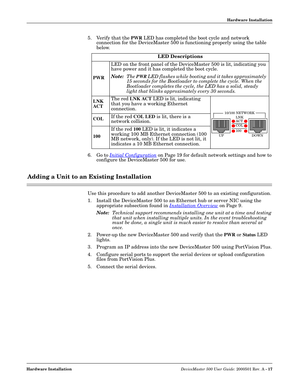 Adding a unit to an existing installation | Comtrol 500 DeviceMaster User Manual | Page 17 / 72