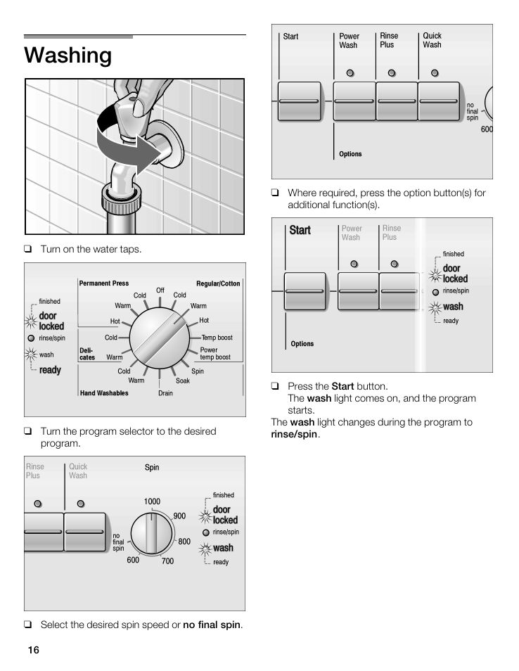 Washing | Bosch WFL 2090 User Manual | Page 16 / 36