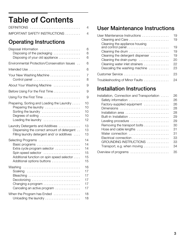 Bosch WFL 2090 User Manual | Page 3 / 36