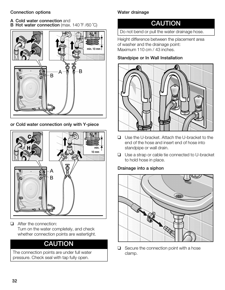 Caution | Bosch WFL 2090 User Manual | Page 32 / 36