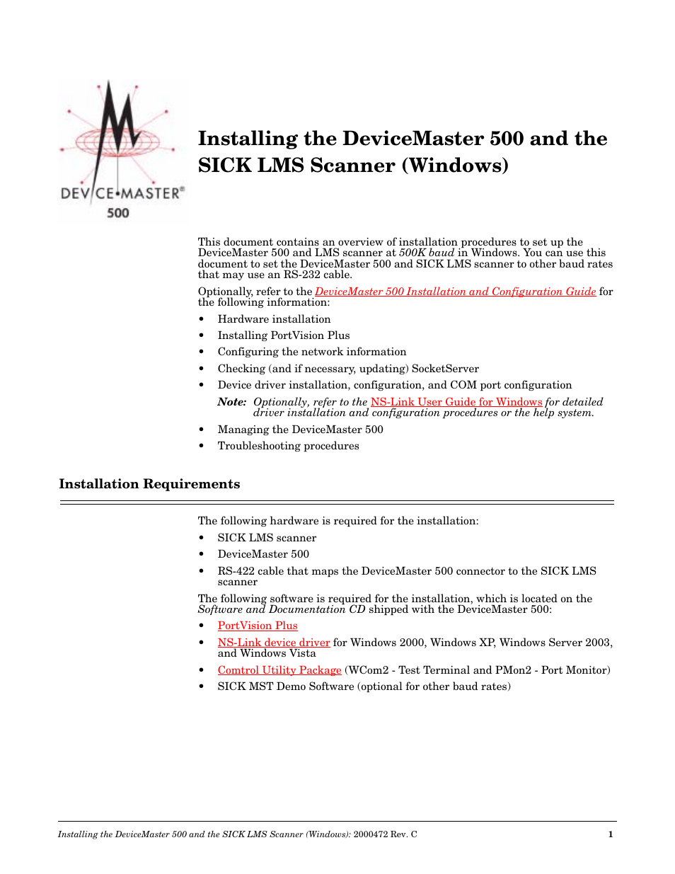 Comtrol SICK LMS User Manual | 12 pages