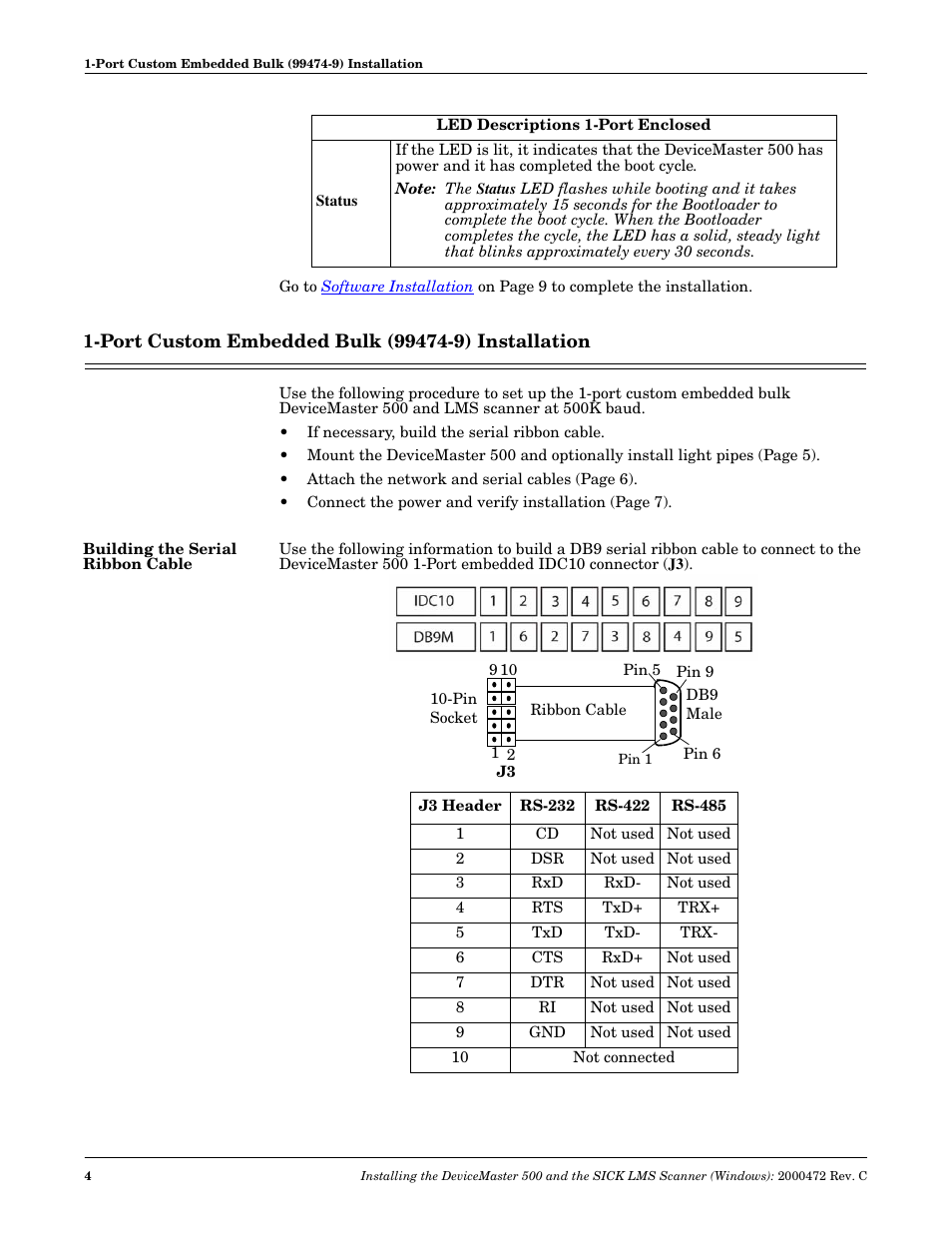 Port custom embedded bulk (99474-9) installation, Building the serial ribbon cable | Comtrol SICK LMS User Manual | Page 4 / 12