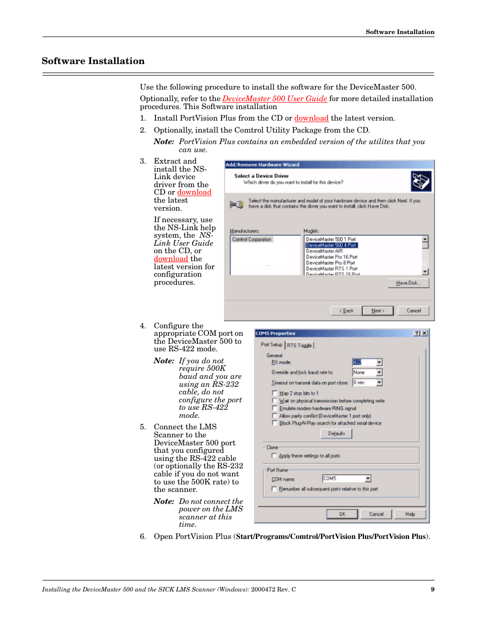 Software installation, Go to | Comtrol SICK LMS User Manual | Page 9 / 12