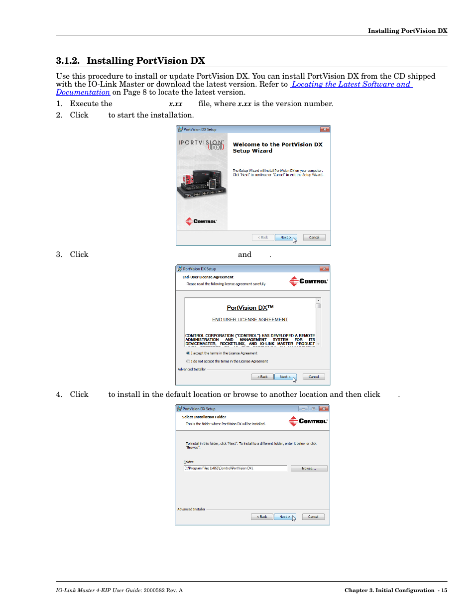 Installing portvision dx | Comtrol IOLM 4-EIP User Manual | Page 15 / 62