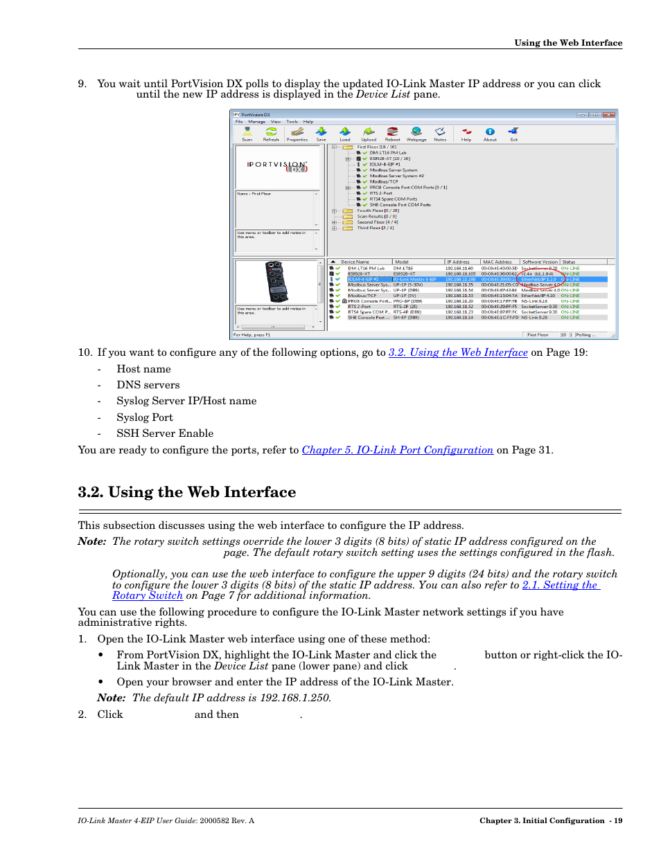 Using the web interface, Web interface | Comtrol IOLM 4-EIP User Manual | Page 19 / 62