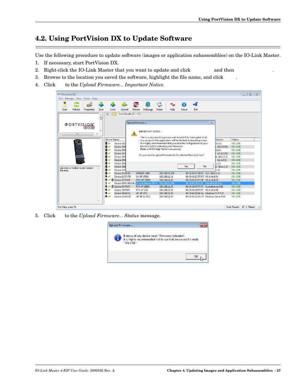 Using portvision dx to update software | Comtrol IOLM 4-EIP User Manual | Page 27 / 62