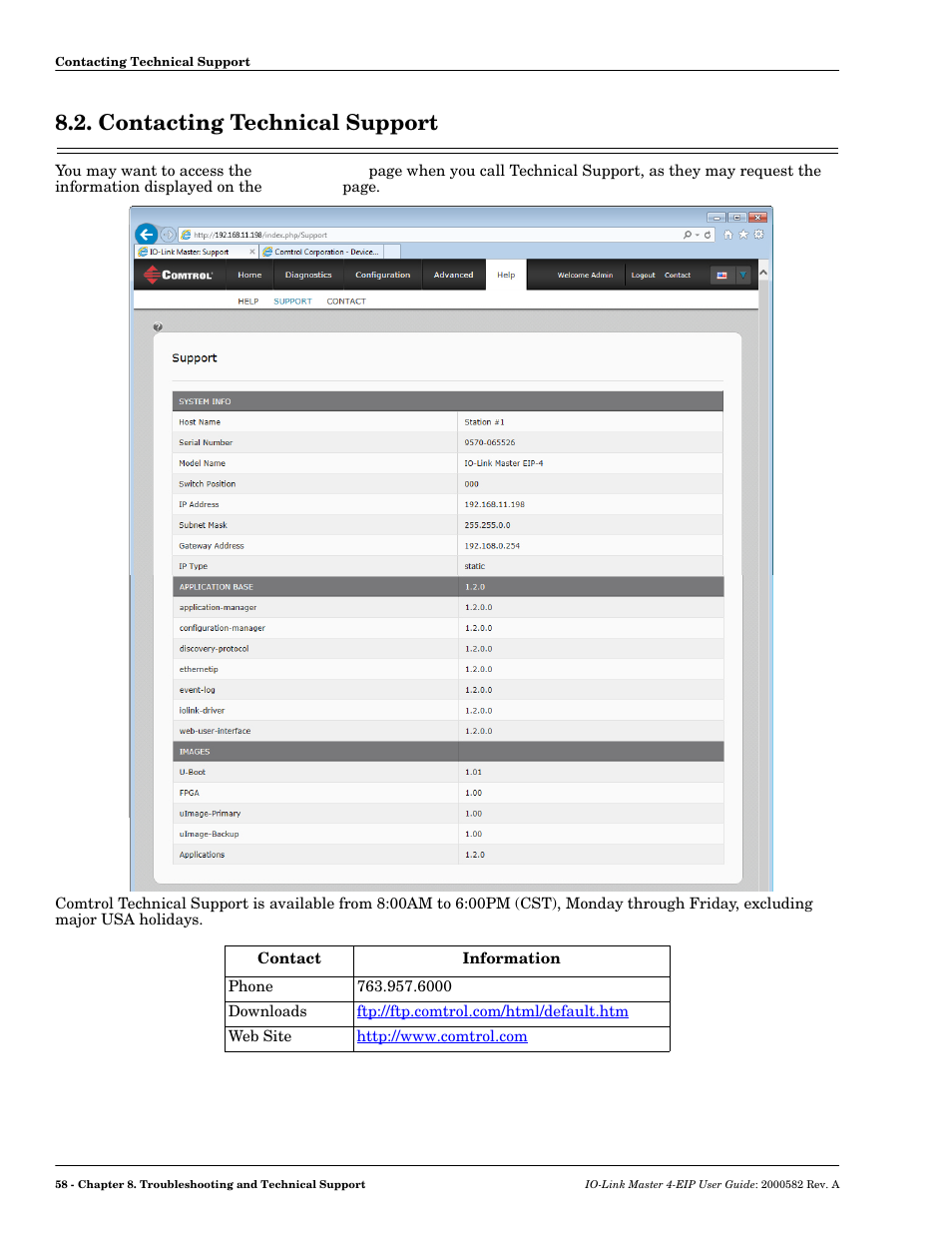 Contacting technical support | Comtrol IOLM 4-EIP User Manual | Page 58 / 62