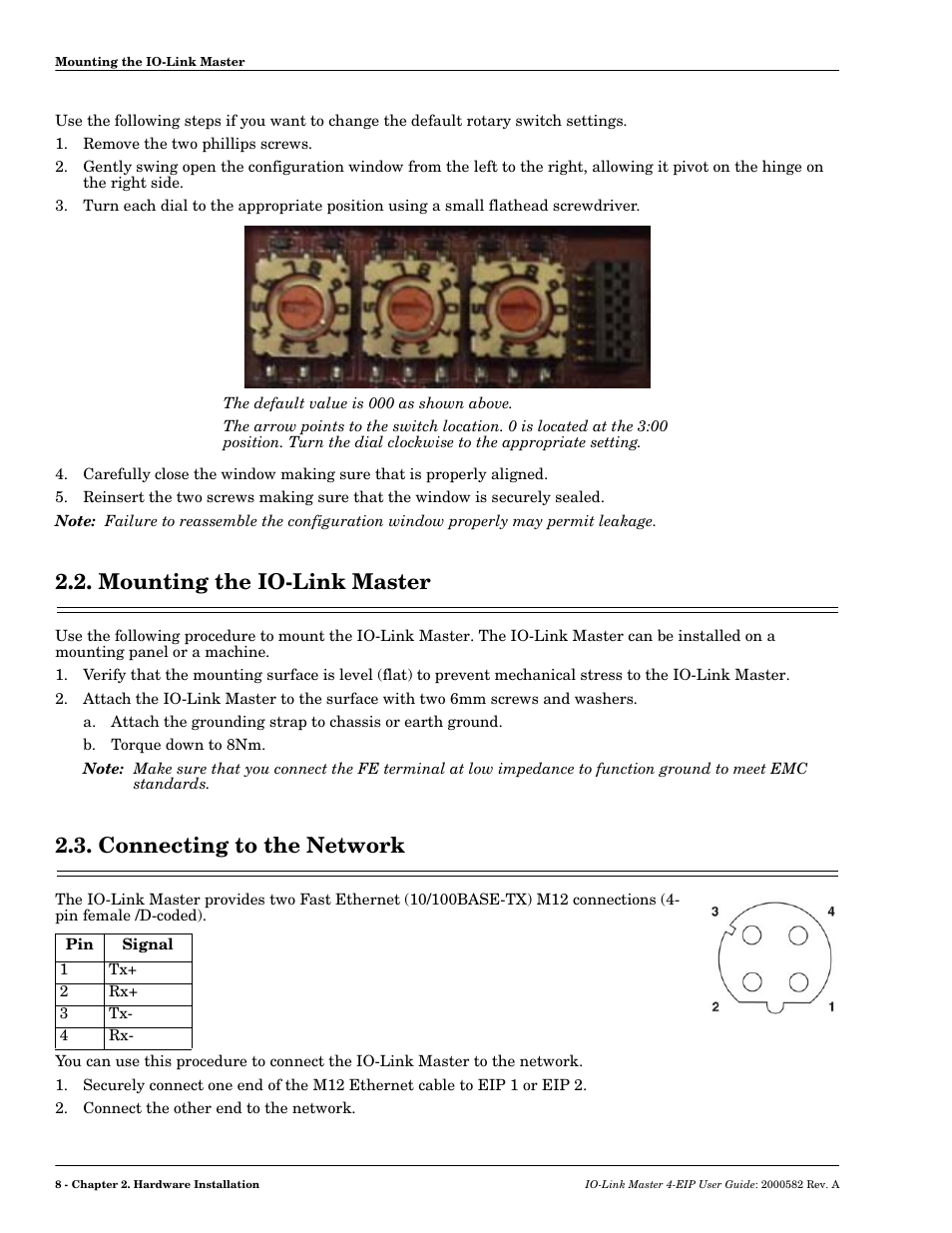 Mounting the io-link master, Connecting to the network | Comtrol IOLM 4-EIP User Manual | Page 8 / 62