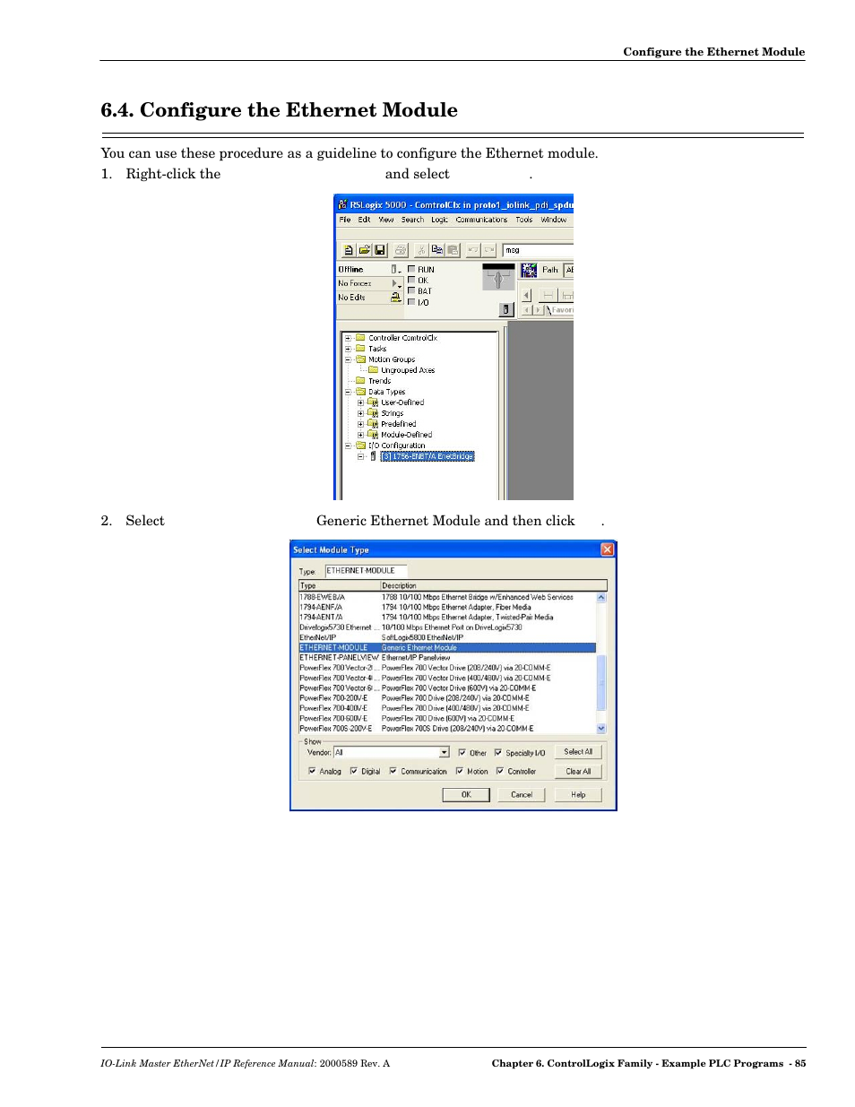 Configure the ethernet module | Comtrol IO-Link Master EIP-4 User Manual | Page 85 / 114
