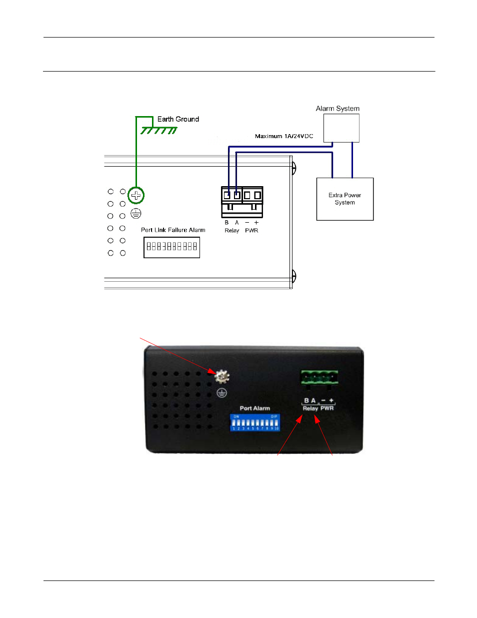 Wiring the relay output and ground, Replace with es7106-vb photo | Comtrol ES7110-VB User Manual | Page 9 / 14