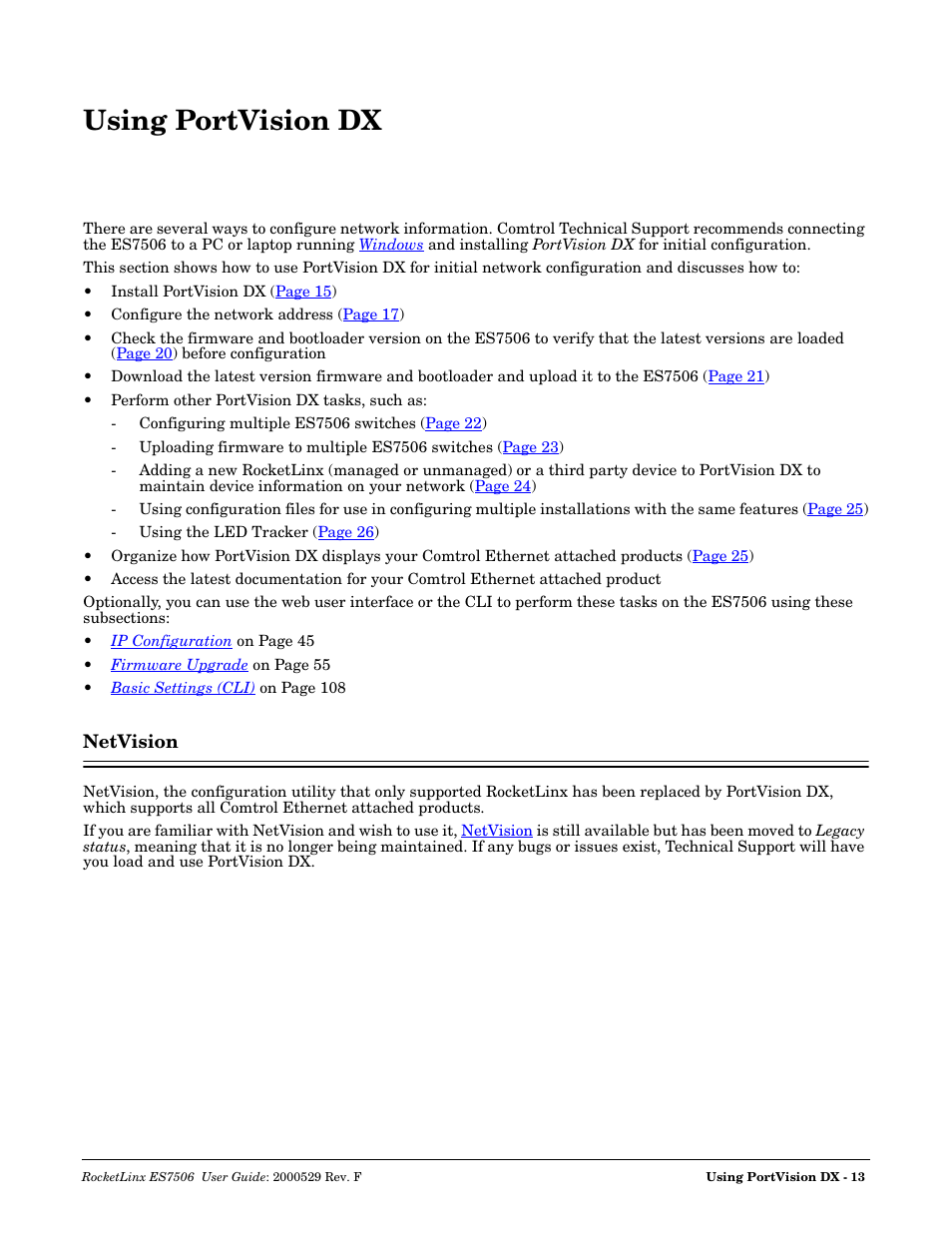 Using portvision dx, Netvision | Comtrol ES7506 User Manual | Page 13 / 158