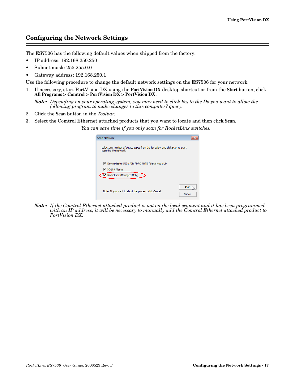 Configuring the network settings | Comtrol ES7506 User Manual | Page 17 / 158