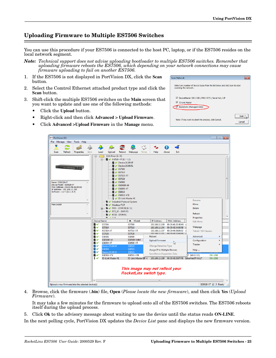 Uploading firmware to multiple es7506 switches | Comtrol ES7506 User Manual | Page 23 / 158