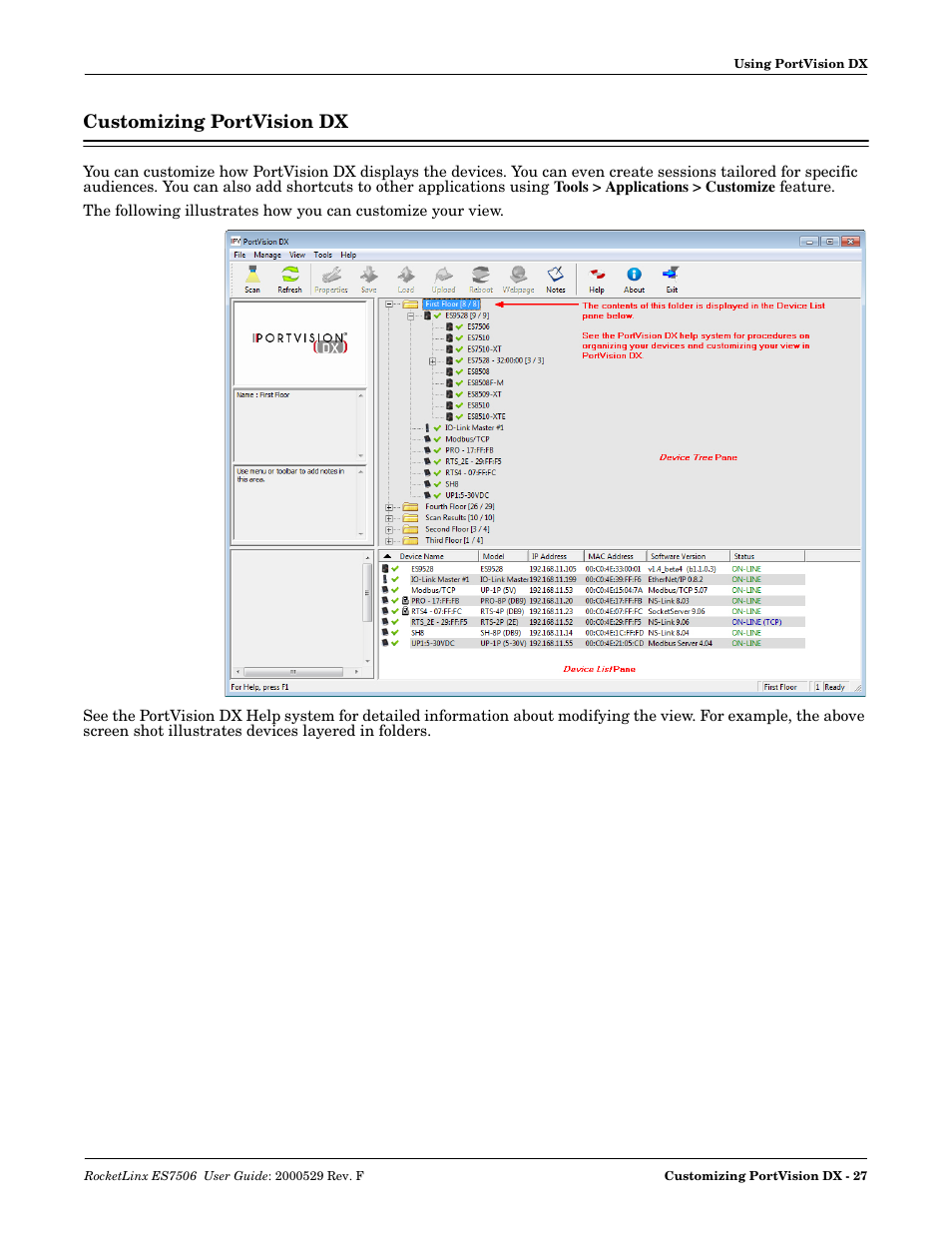 Customizing portvision dx | Comtrol ES7506 User Manual | Page 27 / 158