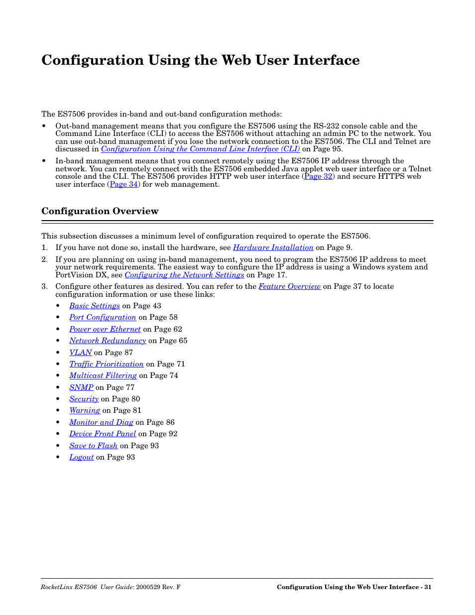 Configuration using the web user interface, Configuration overview | Comtrol ES7506 User Manual | Page 31 / 158