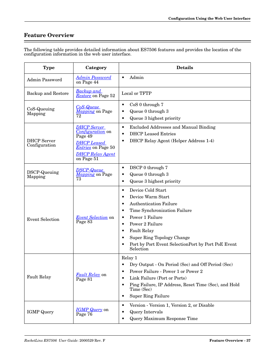 Feature overview | Comtrol ES7506 User Manual | Page 37 / 158