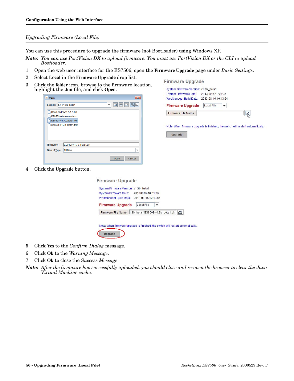 Upgrading firmware (local file), Ws xp) - see | Comtrol ES7506 User Manual | Page 56 / 158