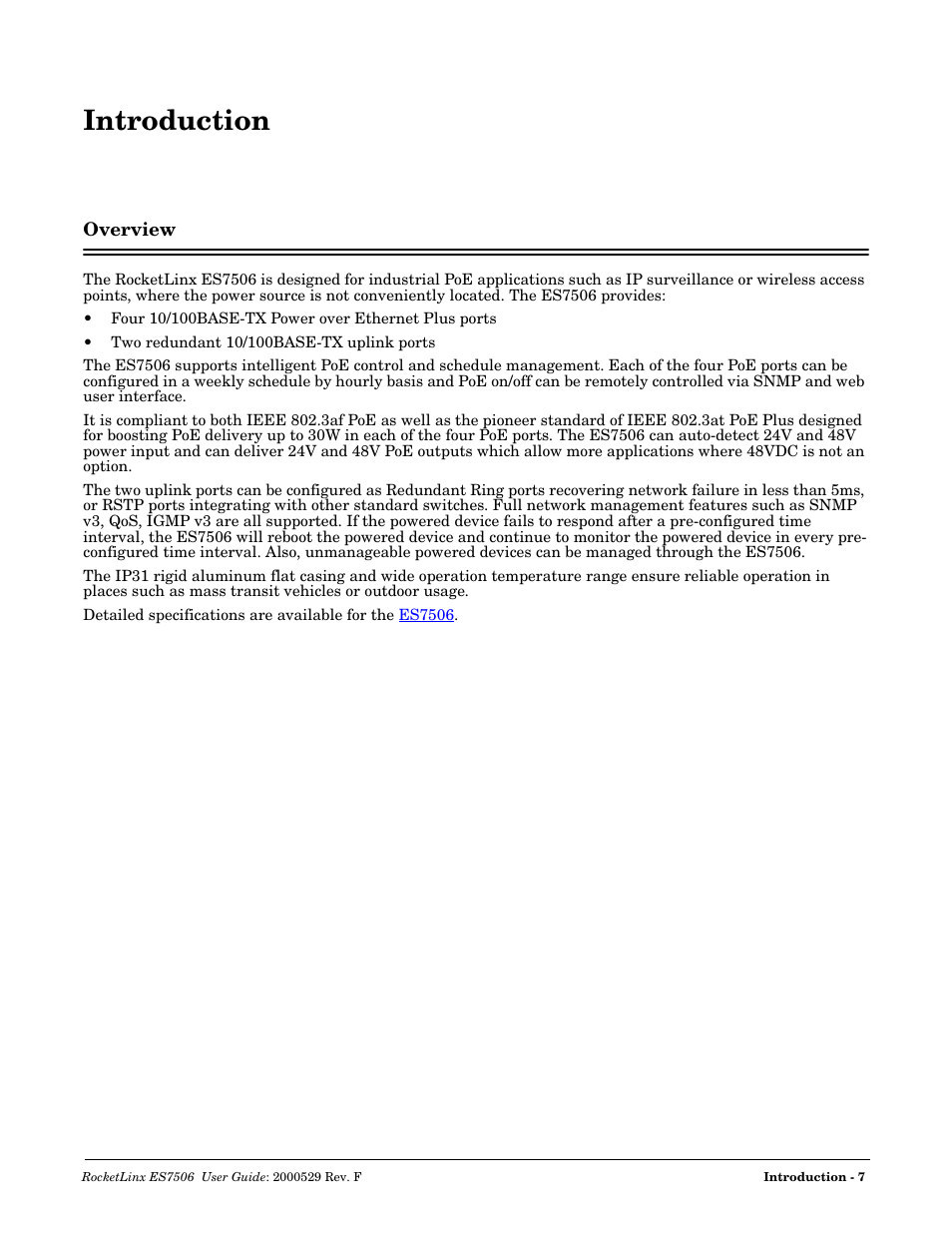 Introduction, Overview | Comtrol ES7506 User Manual | Page 7 / 158