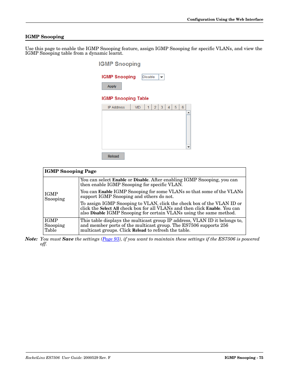 Igmp snooping | Comtrol ES7506 User Manual | Page 75 / 158