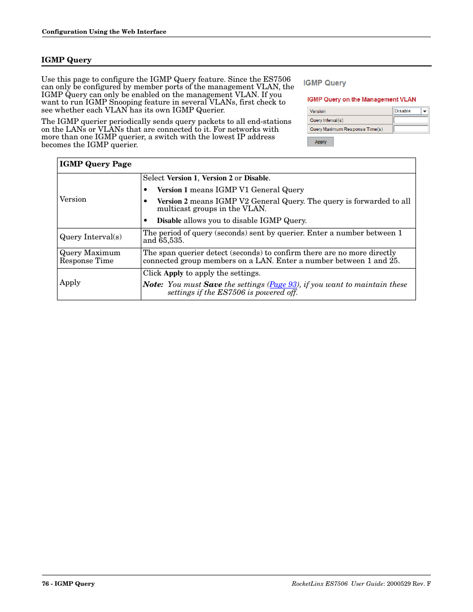 Igmp query | Comtrol ES7506 User Manual | Page 76 / 158