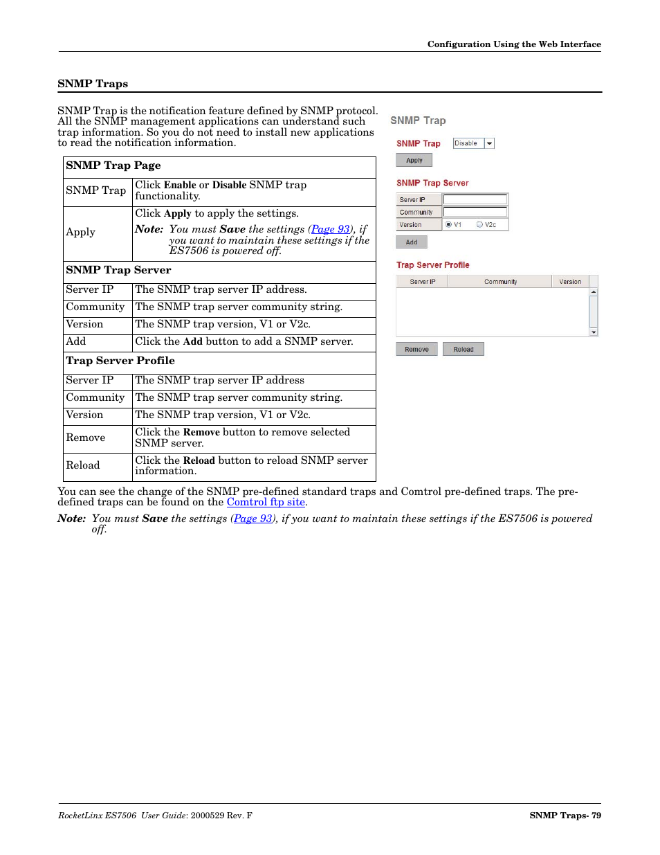 Snmp traps | Comtrol ES7506 User Manual | Page 79 / 158
