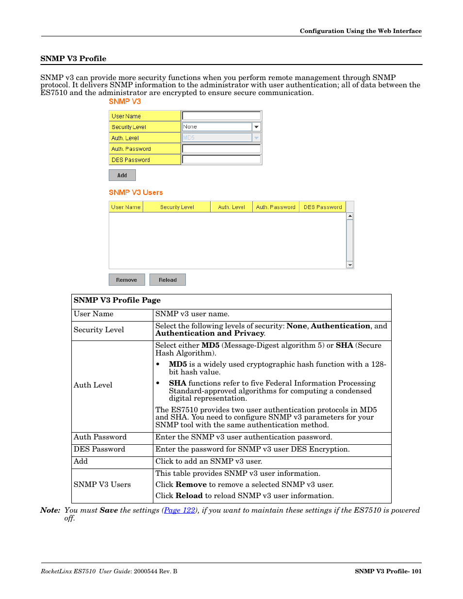 Snmp v3 profile | Comtrol ES7510 User Manual | Page 101 / 202