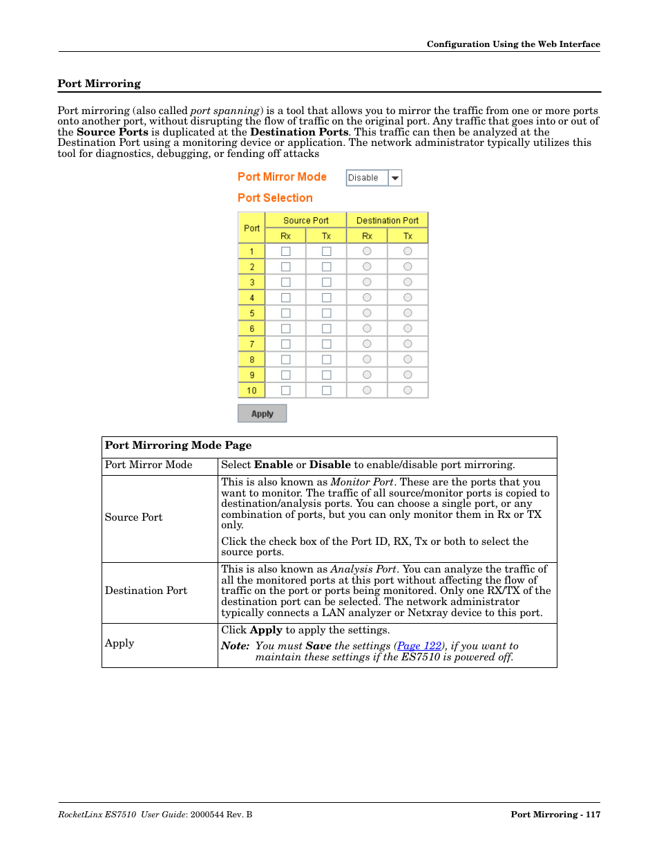 Port mirroring | Comtrol ES7510 User Manual | Page 117 / 202