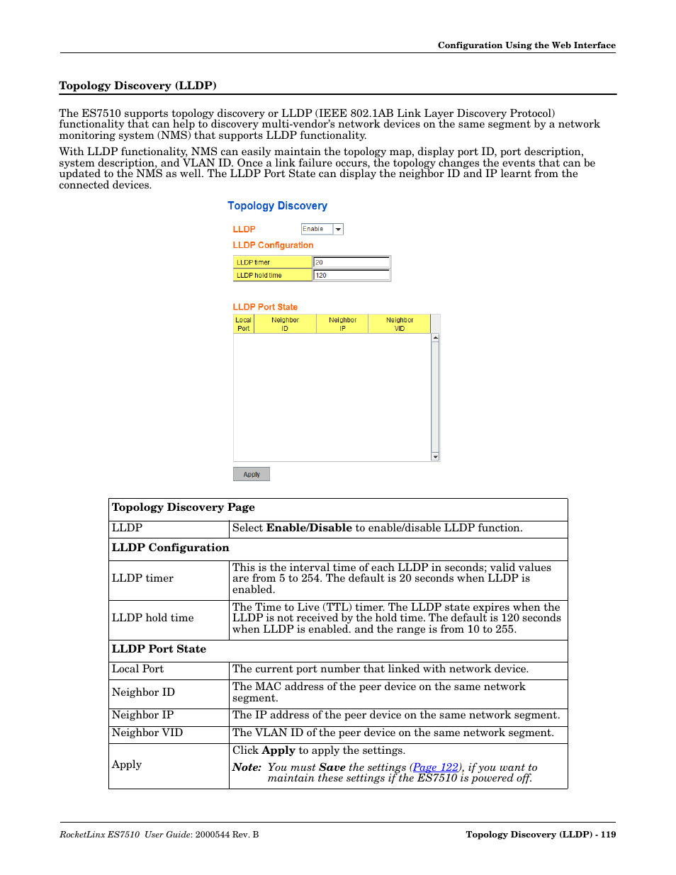 Topology discovery (lldp) | Comtrol ES7510 User Manual | Page 119 / 202