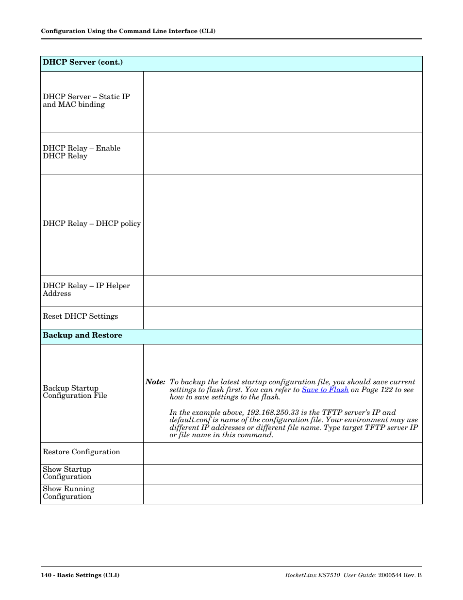 Backup and restore, Show running configuration | Comtrol ES7510 User Manual | Page 140 / 202