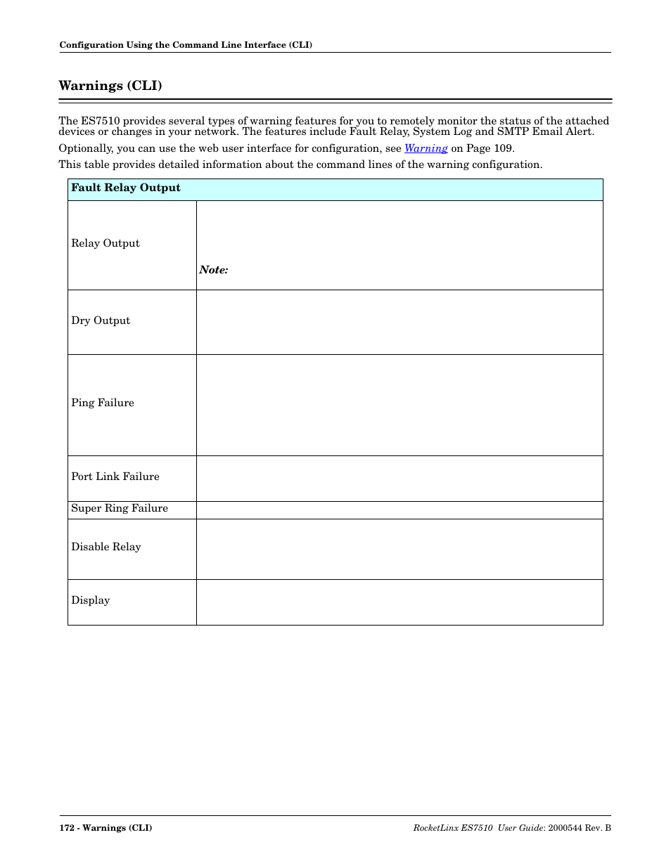 Warnings (cli) | Comtrol ES7510 User Manual | Page 172 / 202