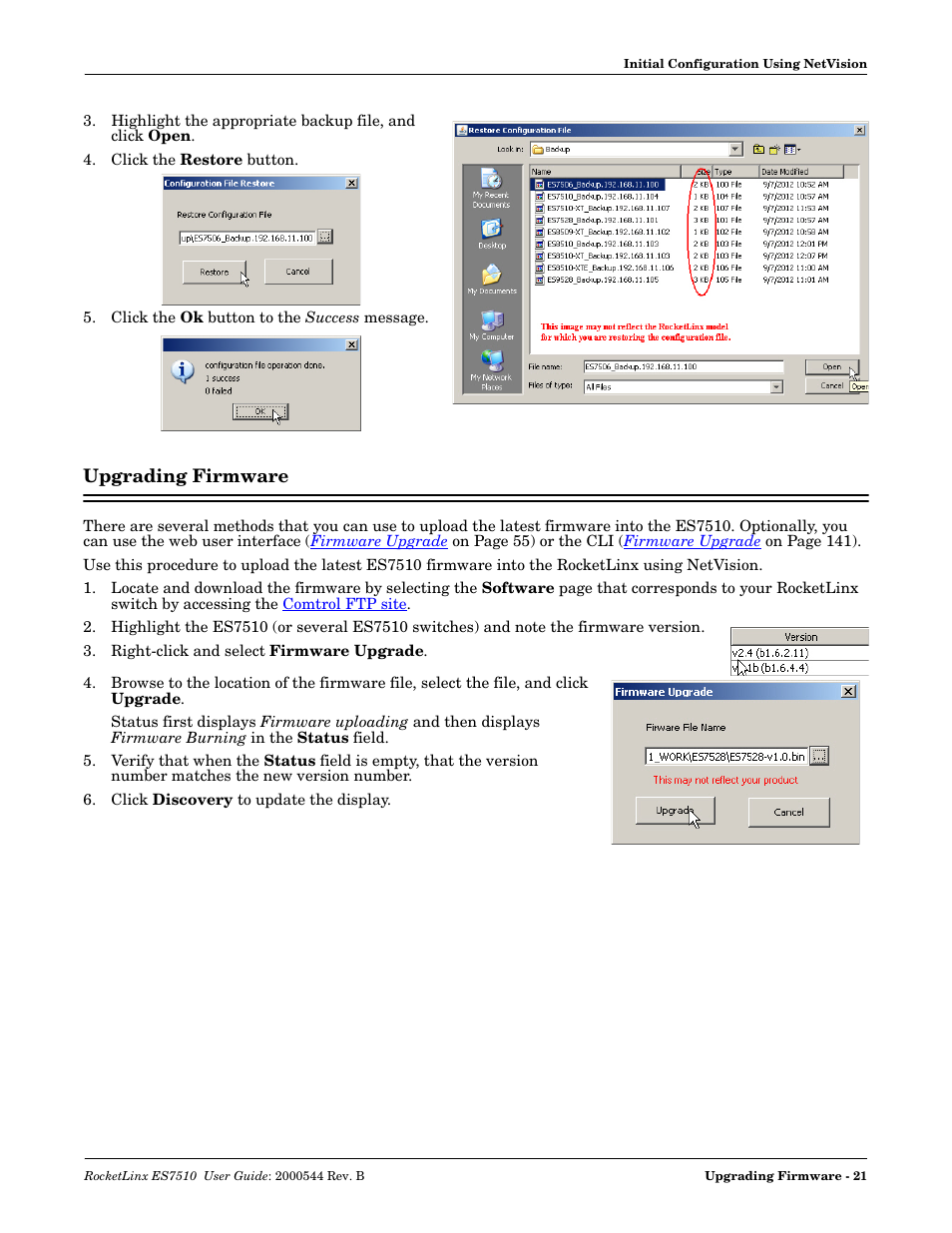 Upgrading firmware | Comtrol ES7510 User Manual | Page 21 / 202