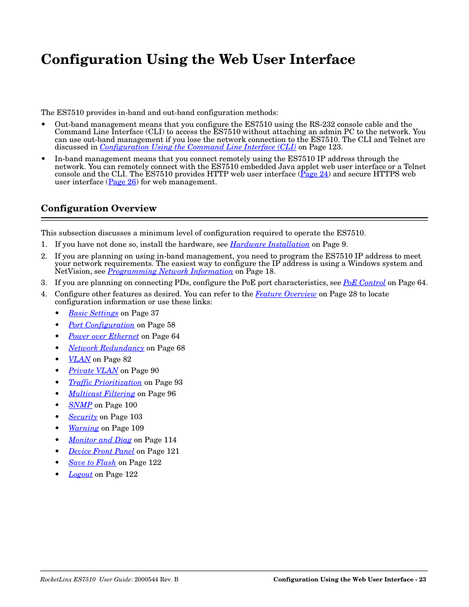 Configuration using the web user interface, Configuration overview | Comtrol ES7510 User Manual | Page 23 / 202