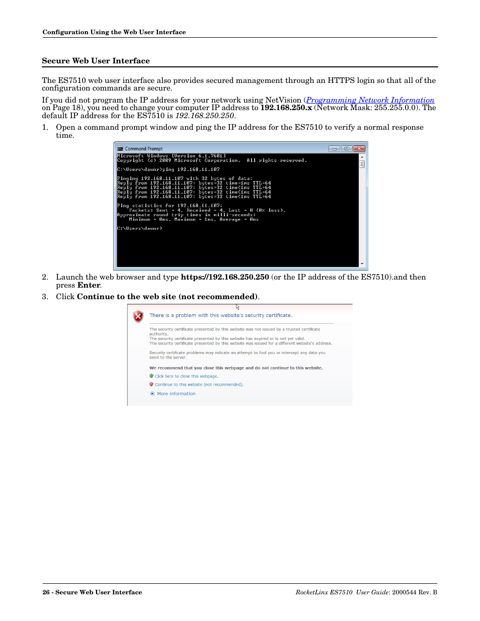 Secure web user interface, For web man | Comtrol ES7510 User Manual | Page 26 / 202