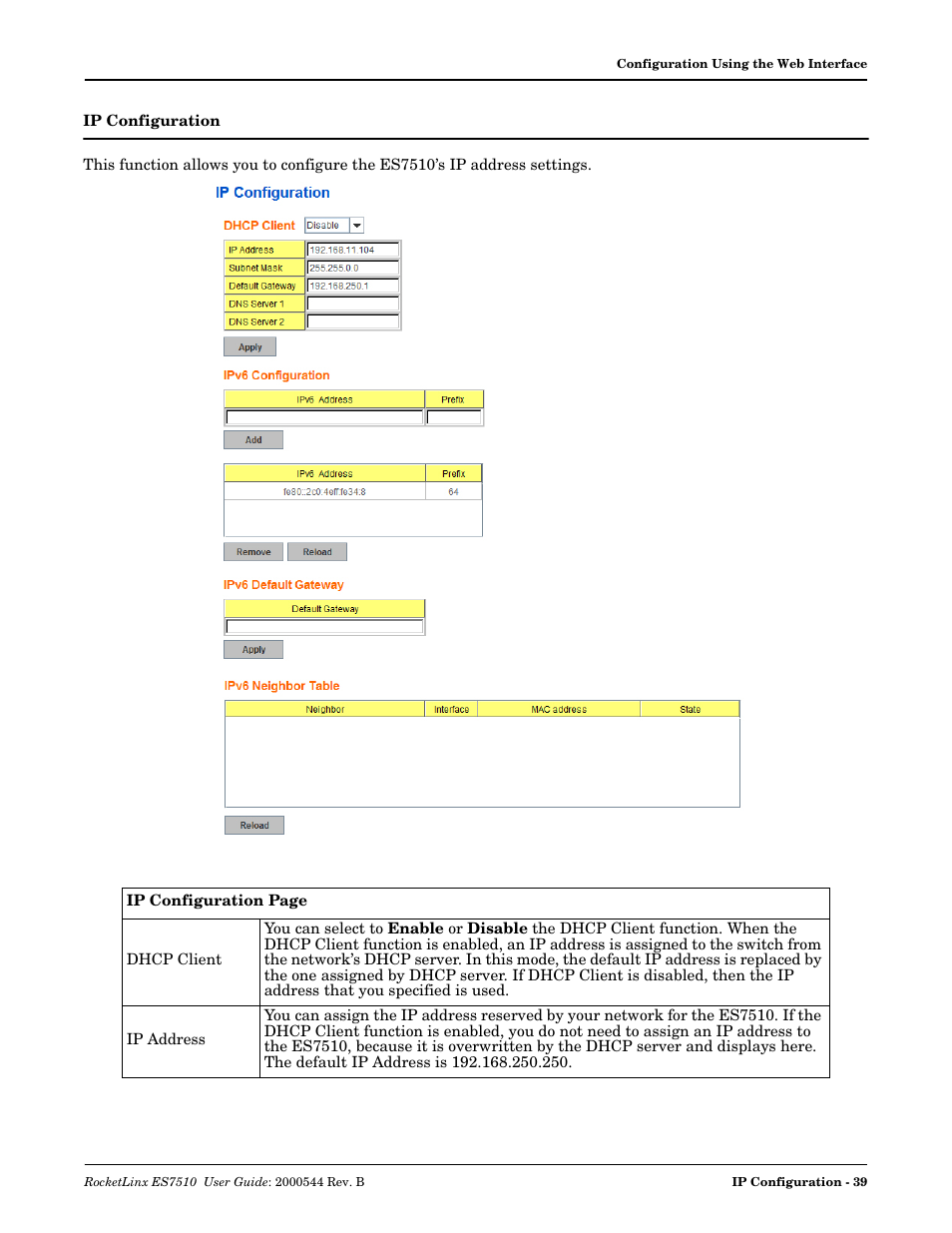 Ip configuration | Comtrol ES7510 User Manual | Page 39 / 202