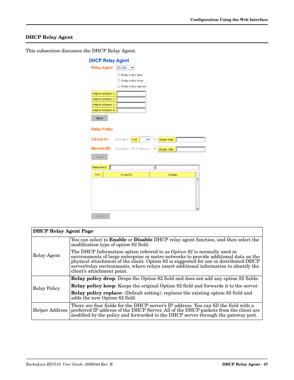 Dhcp relay agent | Comtrol ES7510 User Manual | Page 47 / 202