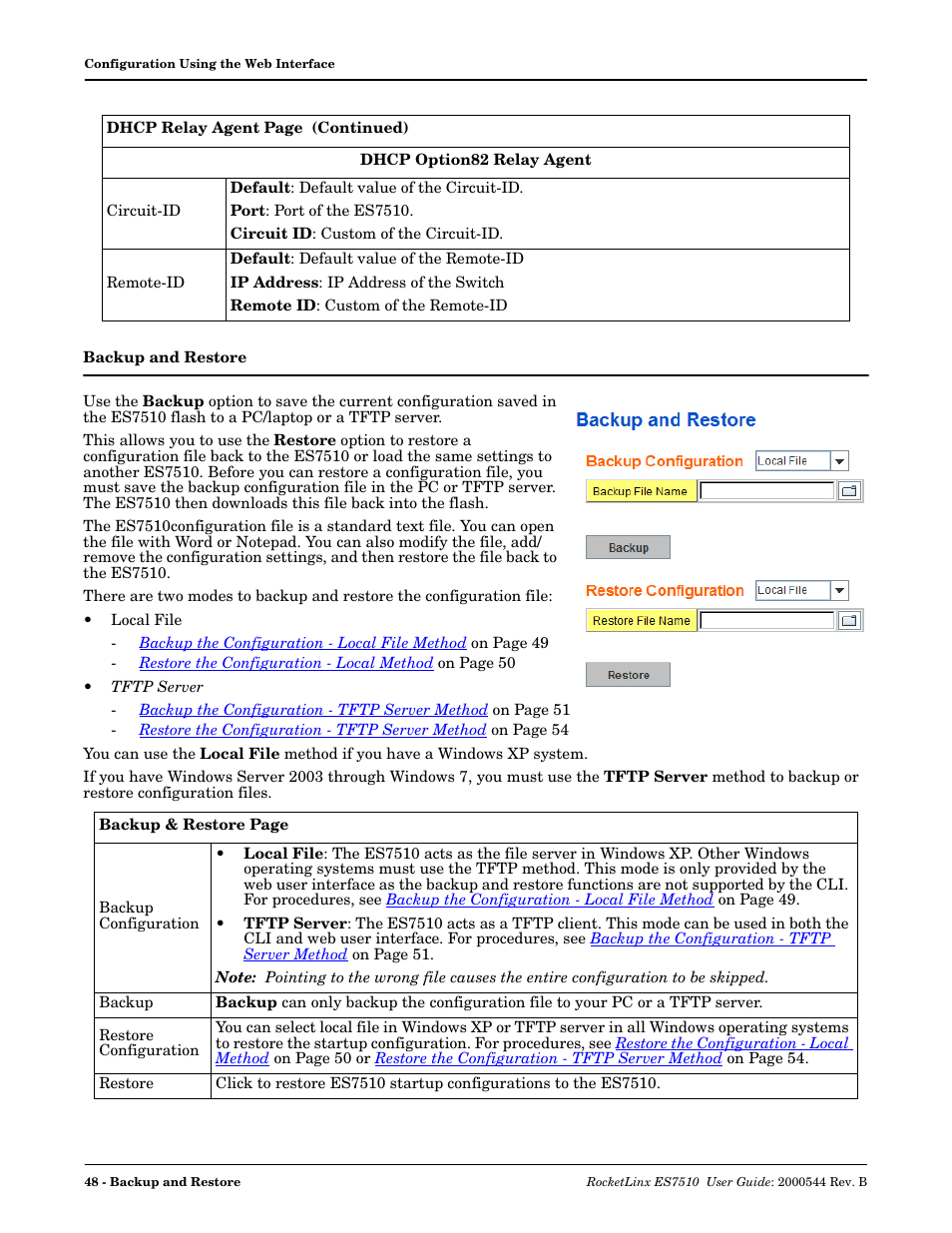 Backup and restore | Comtrol ES7510 User Manual | Page 48 / 202