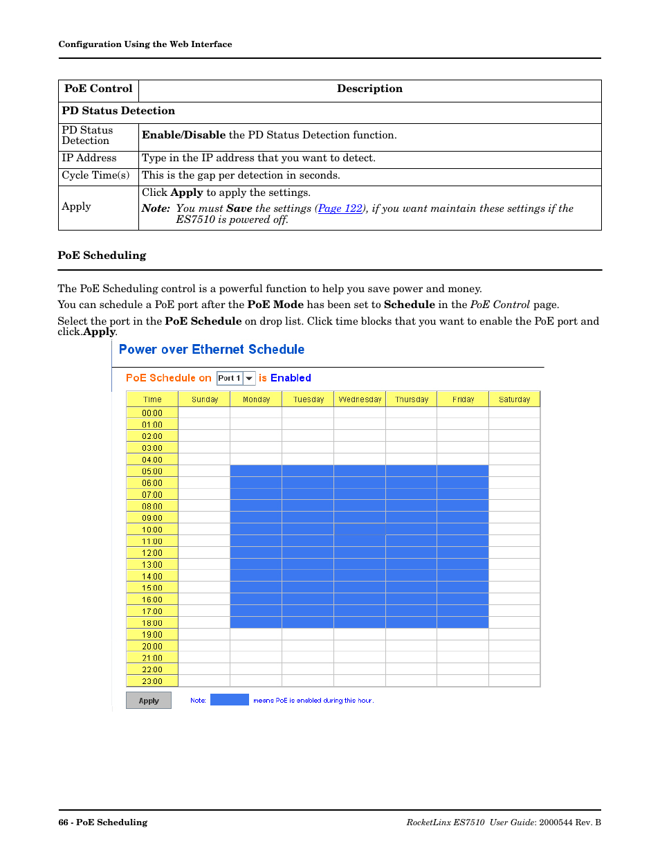 Poe scheduling | Comtrol ES7510 User Manual | Page 66 / 202