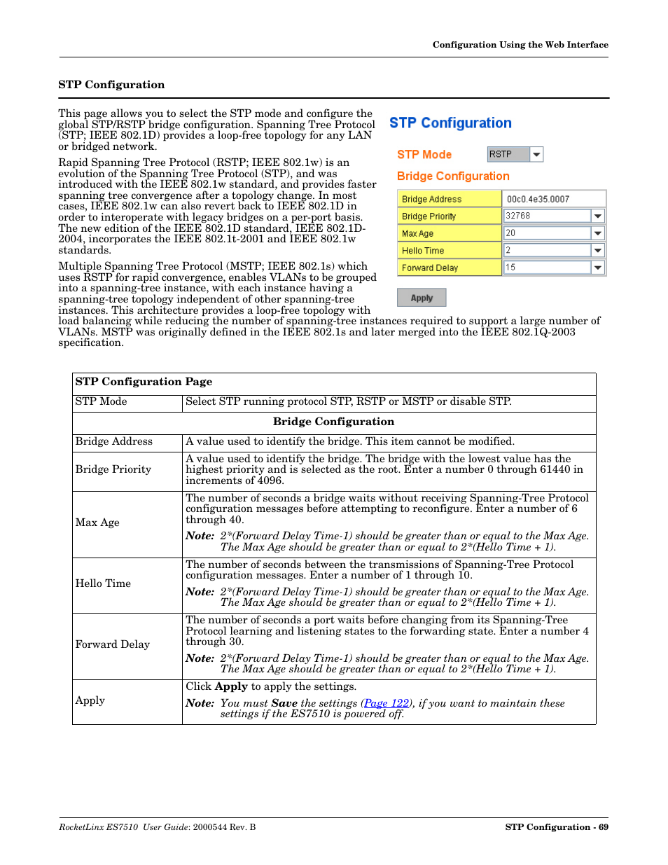 Stp configuration | Comtrol ES7510 User Manual | Page 69 / 202