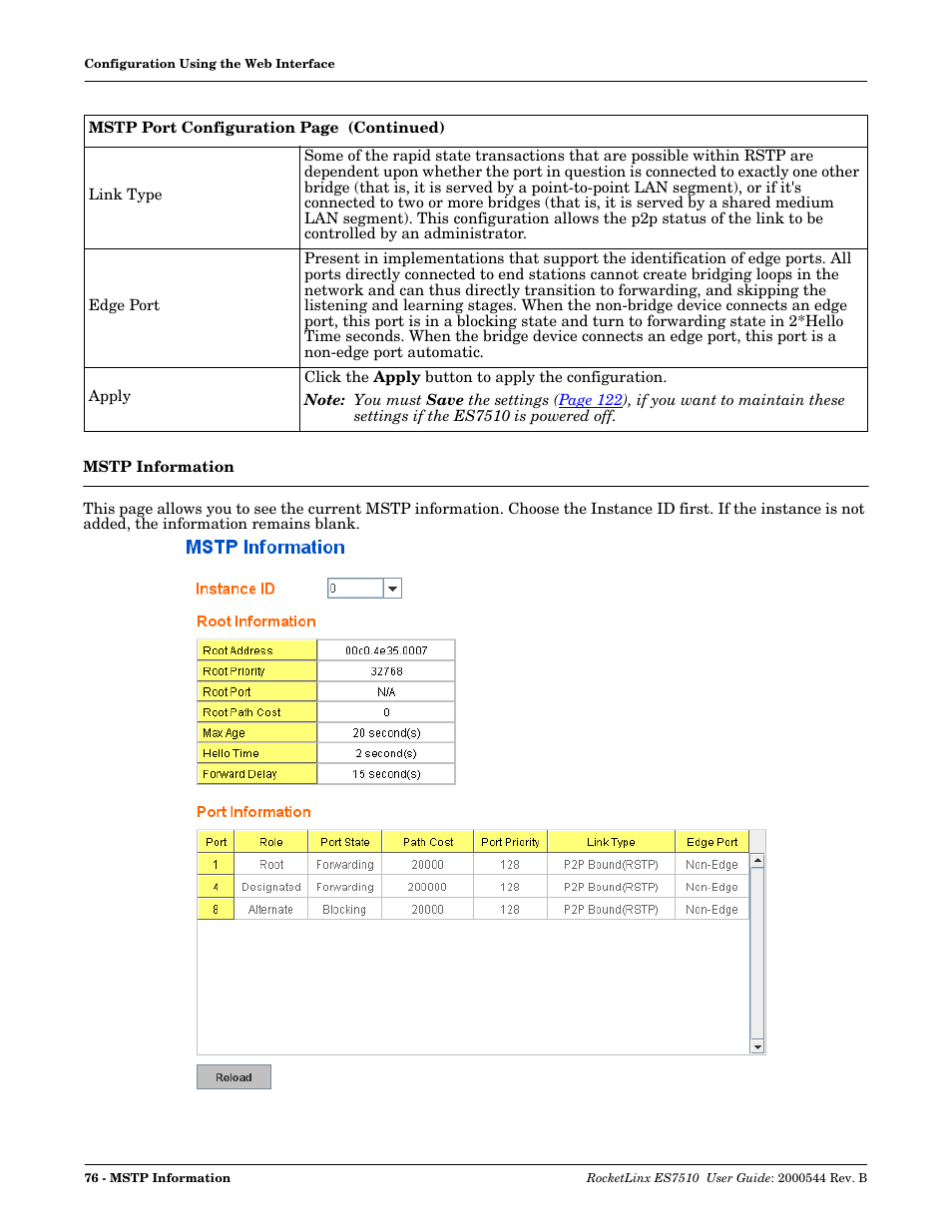 Mstp information | Comtrol ES7510 User Manual | Page 76 / 202