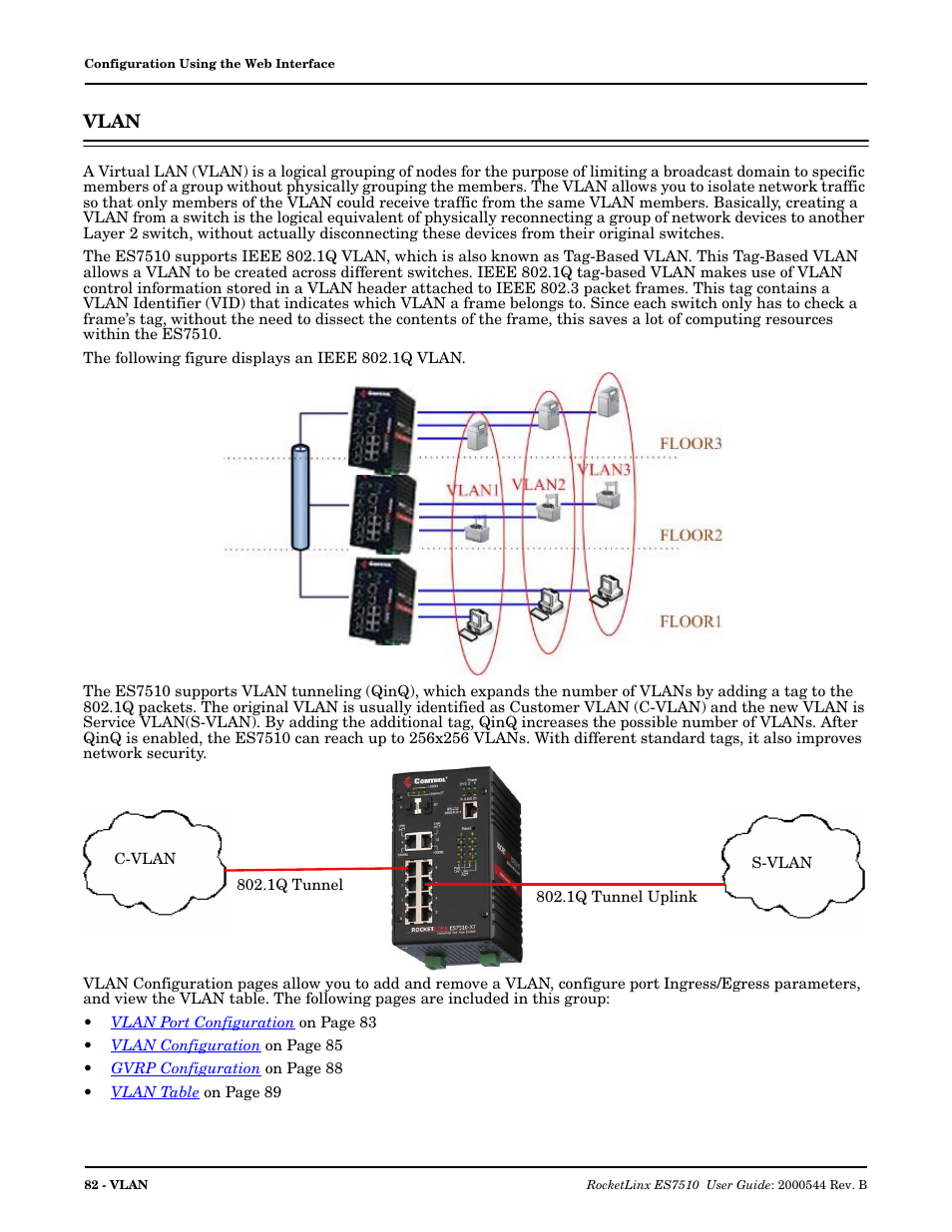 Vlan | Comtrol ES7510 User Manual | Page 82 / 202