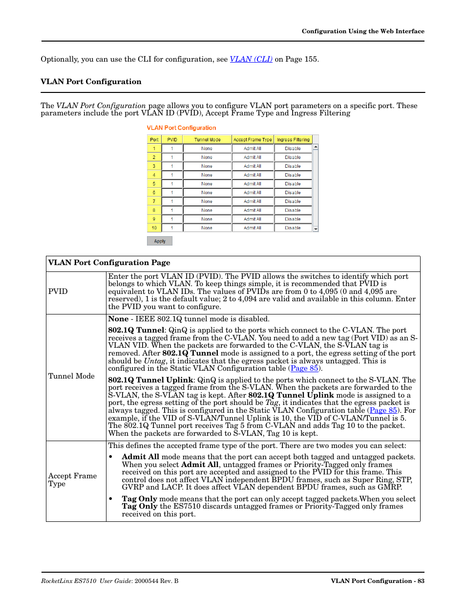 Vlan port configuration | Comtrol ES7510 User Manual | Page 83 / 202