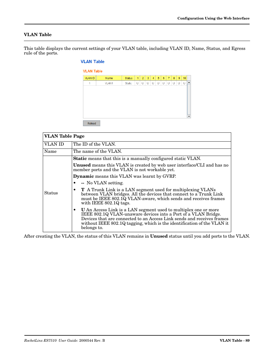 Vlan table | Comtrol ES7510 User Manual | Page 89 / 202