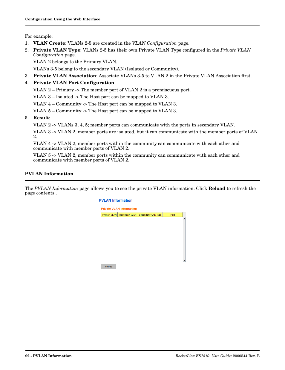 Pvlan information | Comtrol ES7510 User Manual | Page 92 / 202