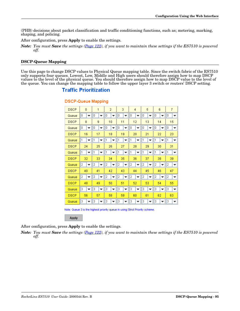 Dscp-queue mapping | Comtrol ES7510 User Manual | Page 95 / 202
