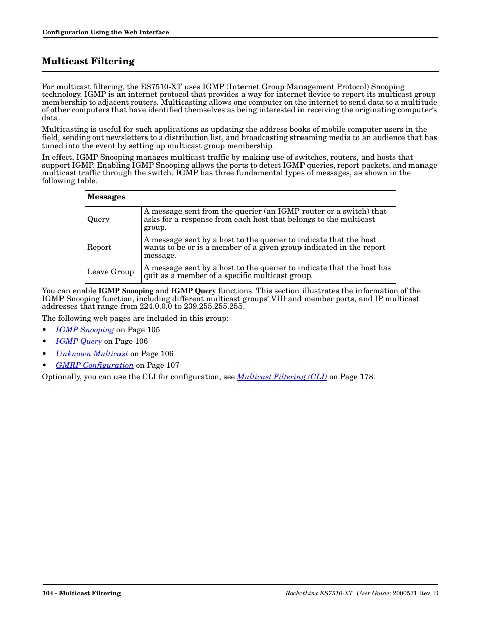 Multicast filtering | Comtrol ES7510-XT User Manual | Page 104 / 215